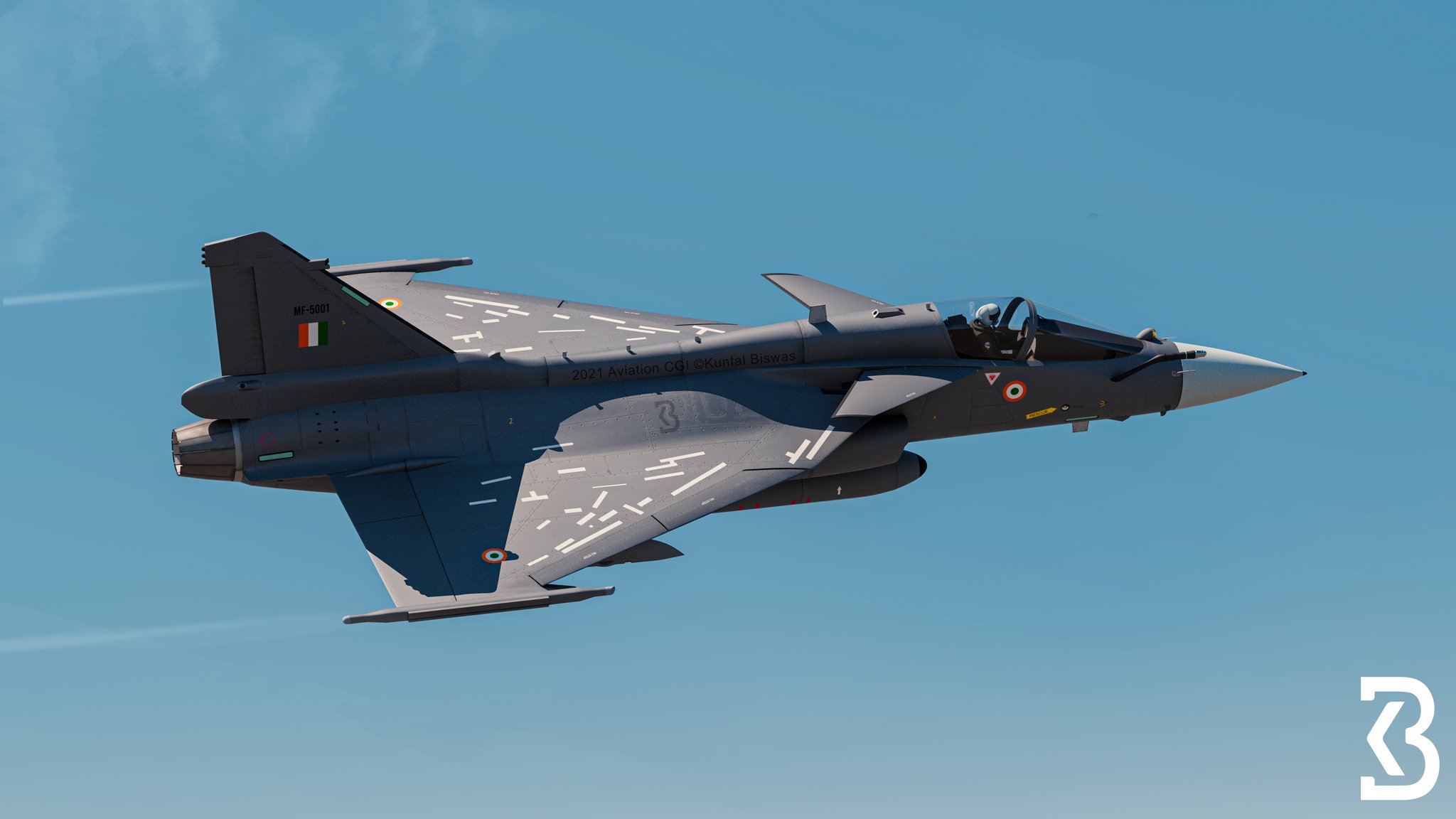 Tejas Mk2 CGI Render — Image Credit: Kuntal Biswas (Aviation CGI)