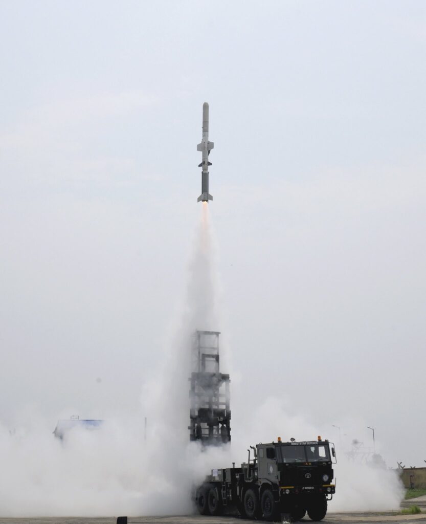 DRDO conducts the maiden flight test of the NASM-MR anti-ship missile off the Odisha coast