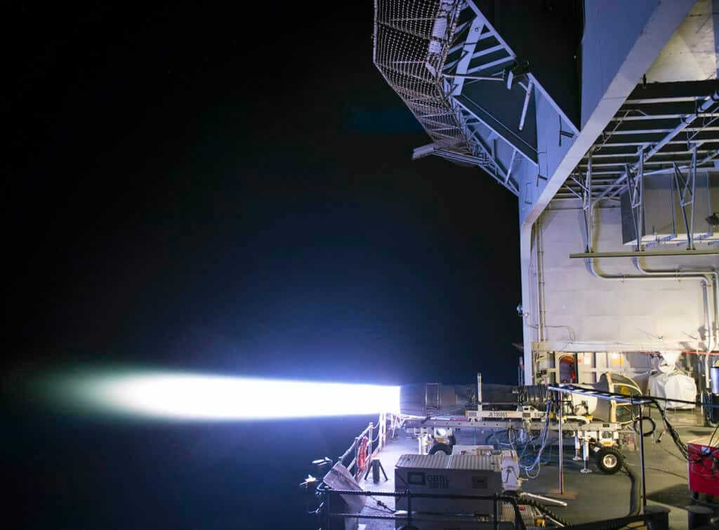 GE F414 engine running in afterburner during a test, the powerplant chosen for India's AMCA Mk1