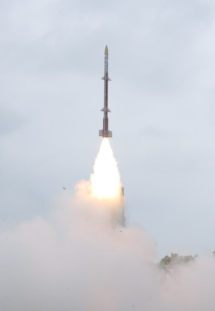 Kusha missile lifting off during its maiden flight test from APJ Abdul Kalam Island