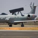 Netra AWACS aircraft of the Indian Air Force with its distinctive dorsal radar antenna