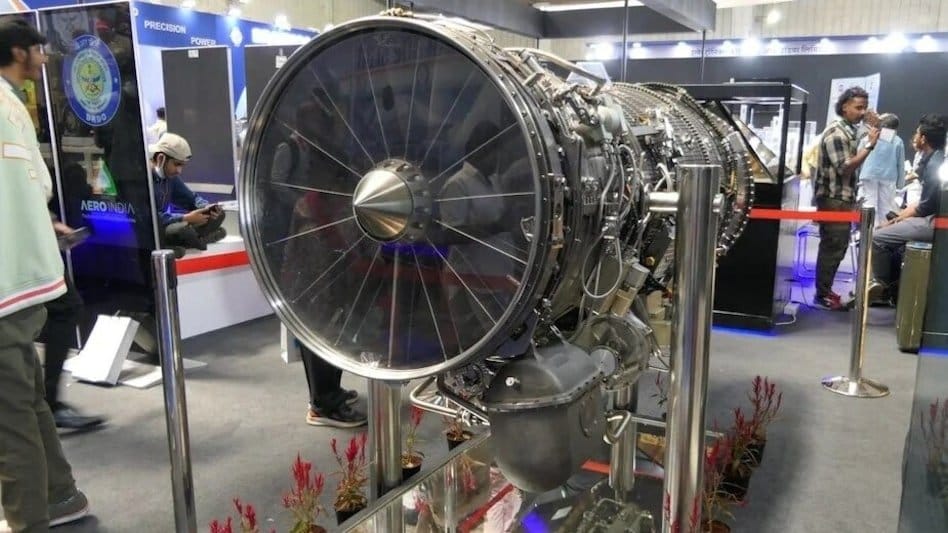 India's Kaveri fighter jet engine on display at Aero India, developed by DRDO's GTRE